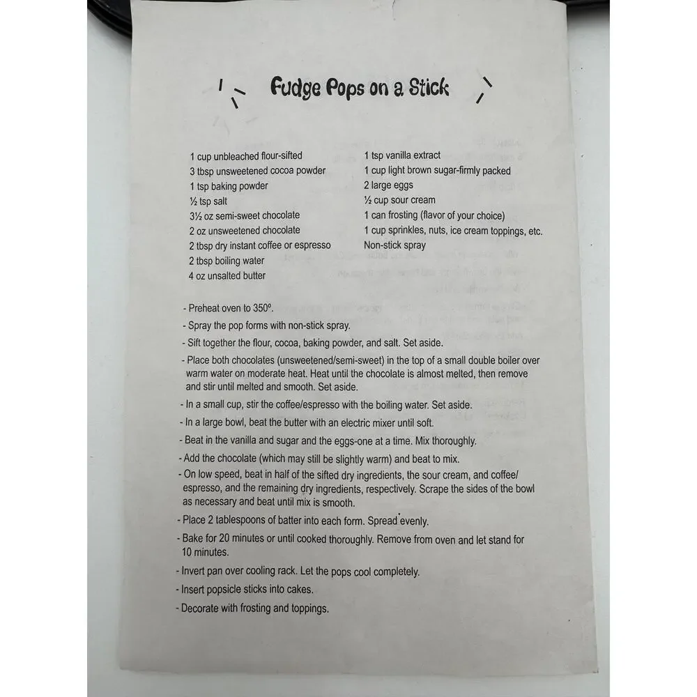 Cake-sicle Kit with Non Stick Pan and Recipes and Use Booklet